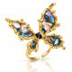 Abalone Butterfly Statement Ring - 18K Gold Plated