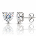 Amielle Heart Moissanite Stud Earrings - Rhodium-Plated 925 Sterling Silver