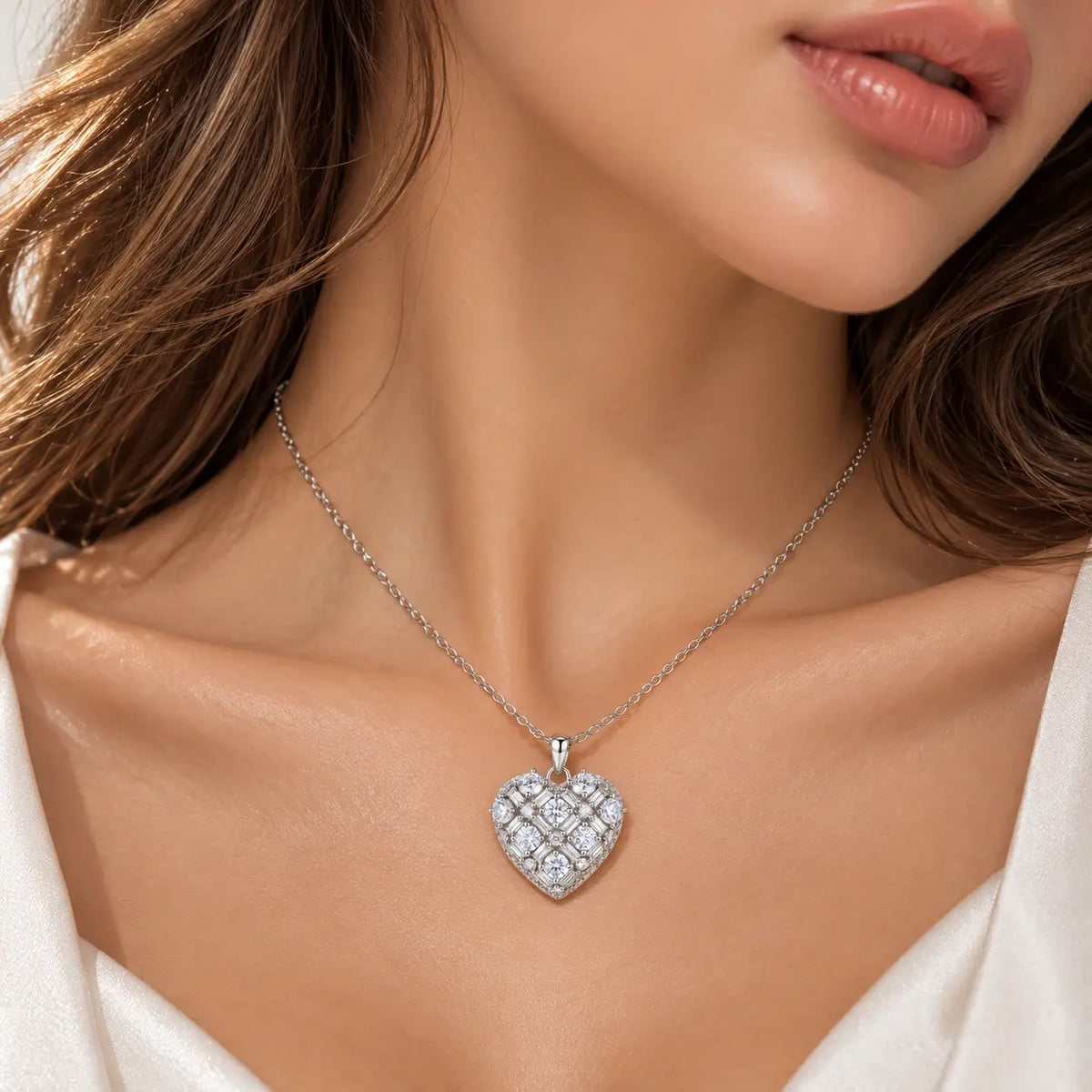 Amora Heart Moissanite Necklace - 925 Sterling Silver