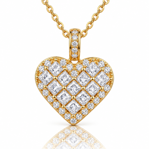 Amorette Mosaic Heart Zirconia Necklace - 18K Gold-Plated 925 Sterling Silver  Jewellar