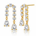 Arched Twin Pear Zirconia Earrings - 14K Gold Plated