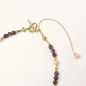 Astral Bloom Gold Amethyst Pearl Necklace Jewellar