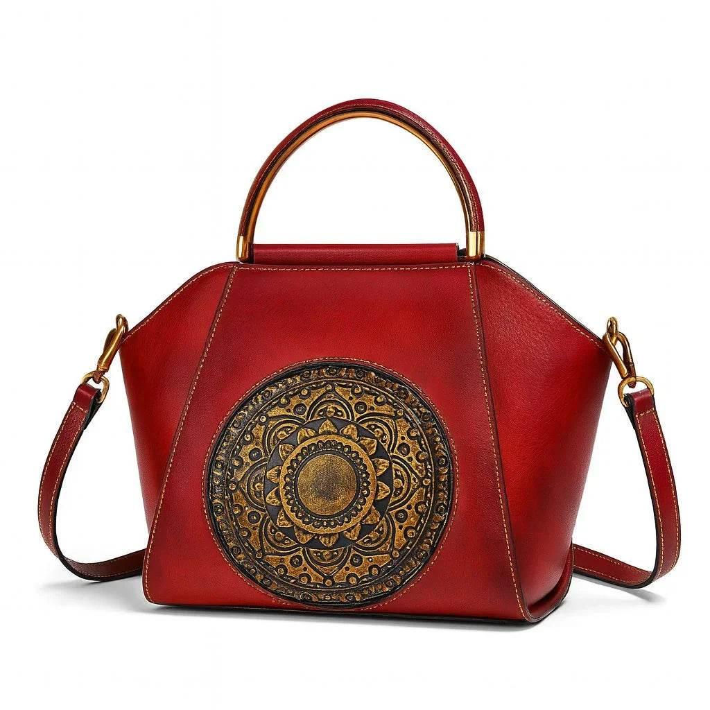 Aurelia Totem – Embossed Leather Top Handle Tote Bag - Jewellar