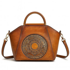 Aurelia Totem – Embossed Leather Top Handle Tote Bag - Jewellar