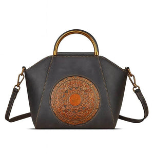 Aurelia Totem – Embossed Leather Top Handle Tote Bag - Jewellar
