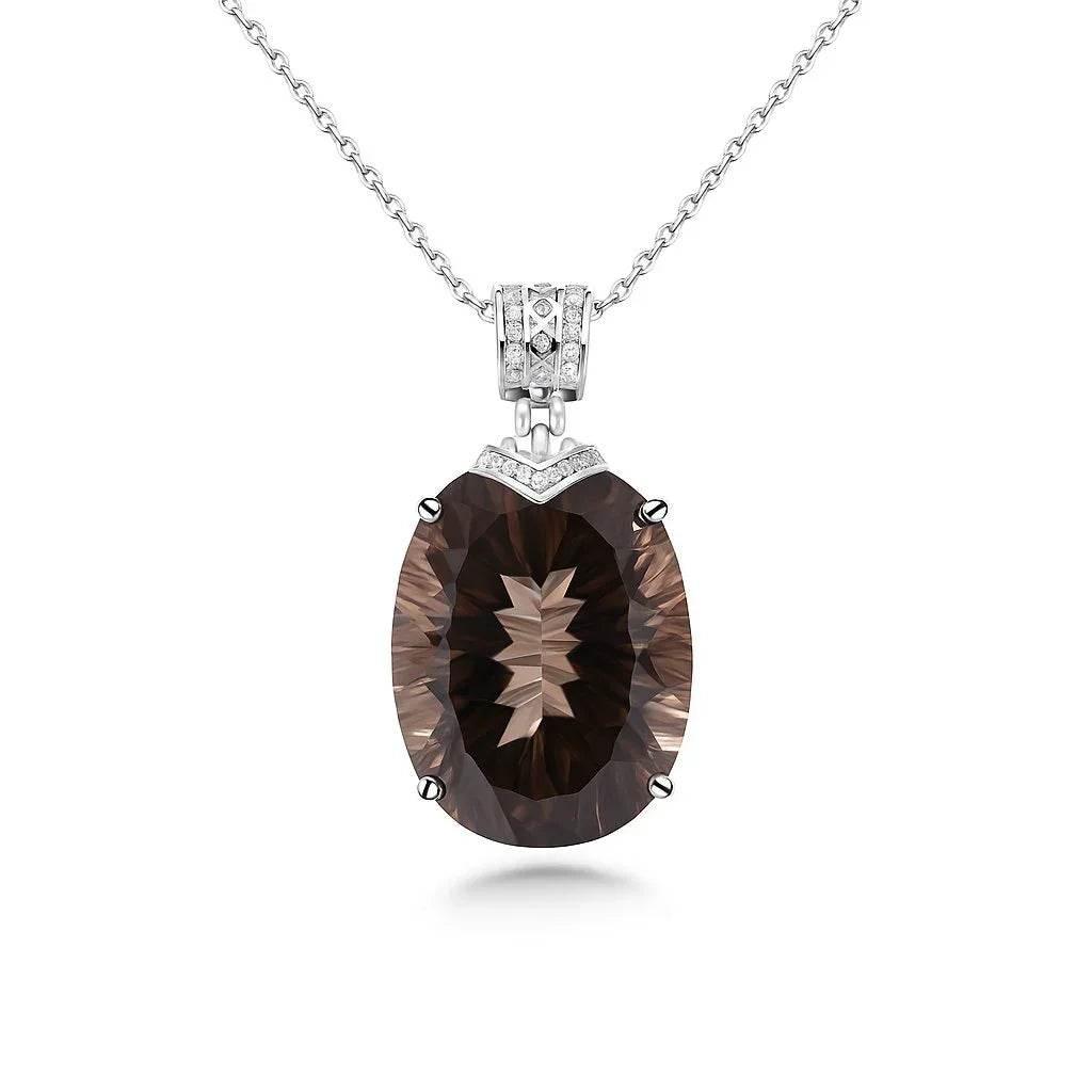 Aurora Bloom – 925 Silver Natural Tea Crystal Pendant Necklace - Jewellar
