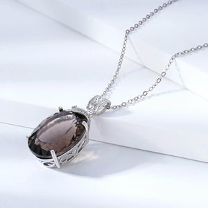 Aurora Bloom – 925 Silver Natural Tea Crystal Pendant Necklace - Jewellar