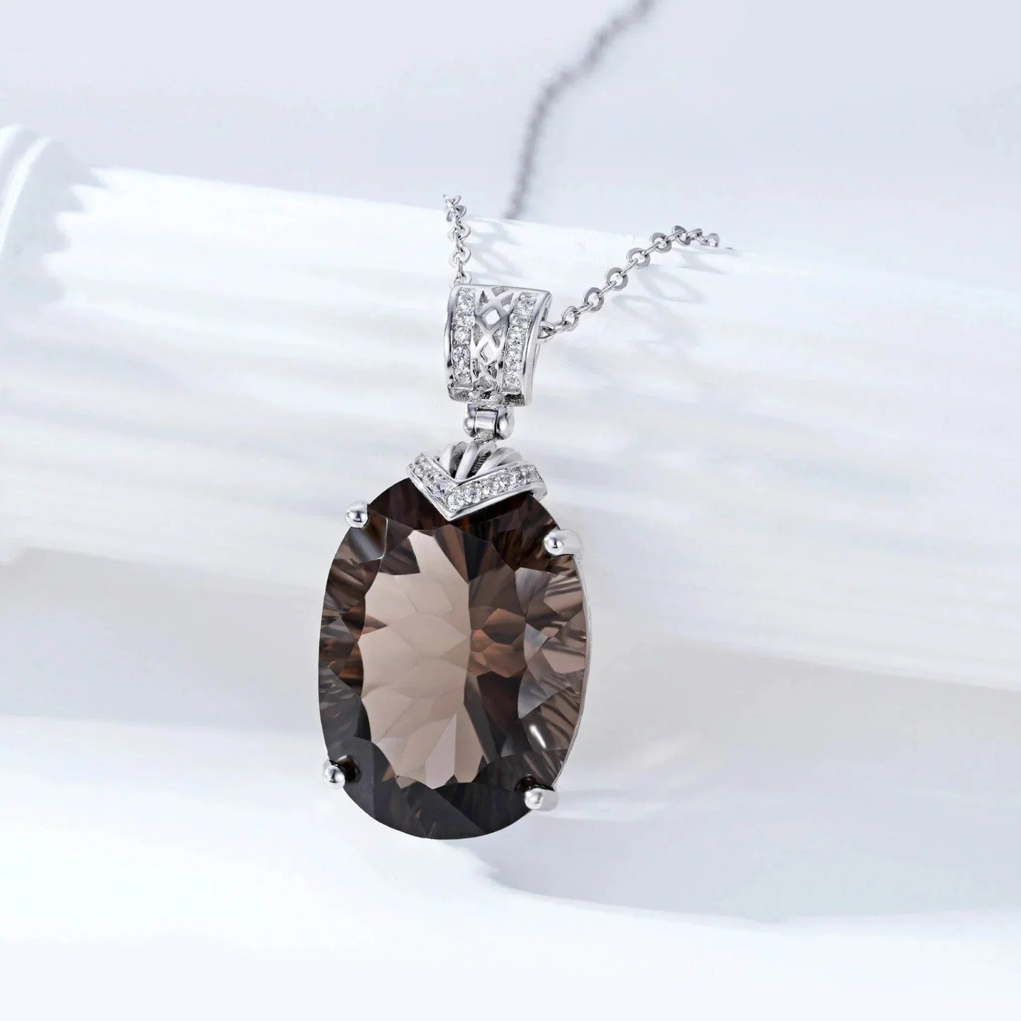 Aurora Bloom – 925 Silver Natural Tea Crystal Pendant Necklace - Jewellar