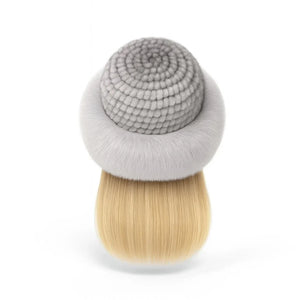 Luxurious braided mink and fox fur winter hat for women – Aurora by Jewellar, dome-shaped and brimless.
