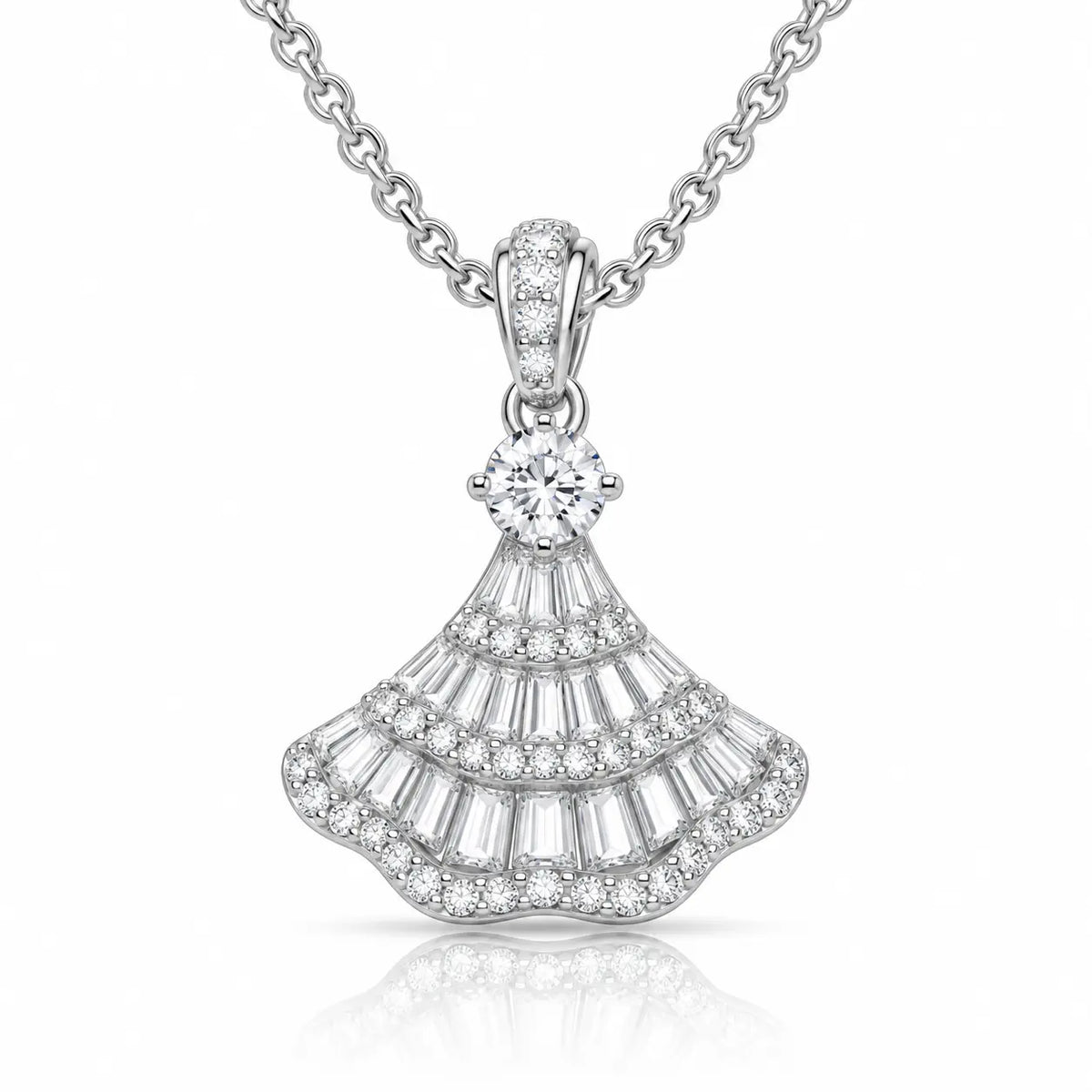 Aurora Fan Zirconia Necklace - 925 Sterling Silver