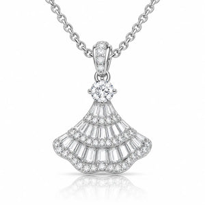 Aurora Fan Zirconia Necklace - 925 Sterling Silver