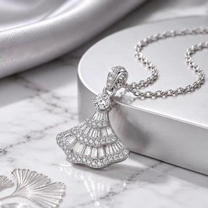 Aurora Fan Zirconia Necklace - 925 Sterling Silver