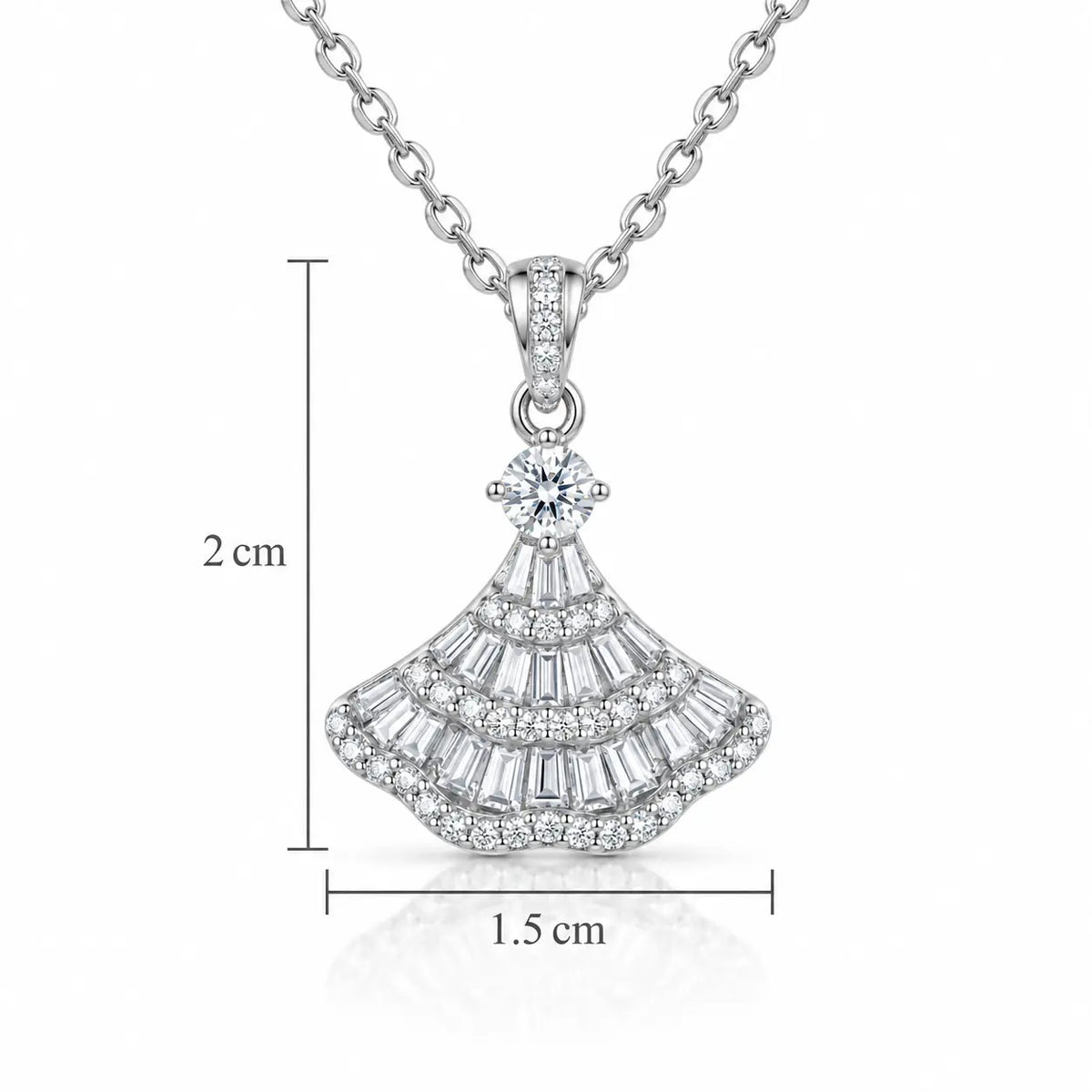 Aurora Fan Zirconia Necklace - 925 Sterling Silver