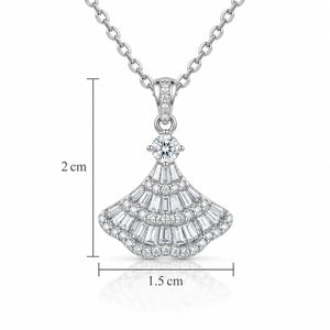 Aurora Fan Zirconia Necklace - 925 Sterling Silver