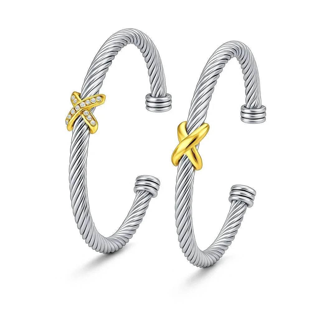 Axis Link – Unisex Steel Cable Bracelet with Zircon Accent - Jewellar