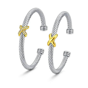 Axis Link – Unisex Steel Cable Bracelet with Zircon Accent - Jewellar