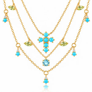 Azure Charm Necklaces - Gold-Plated 925 Sterling Silver
