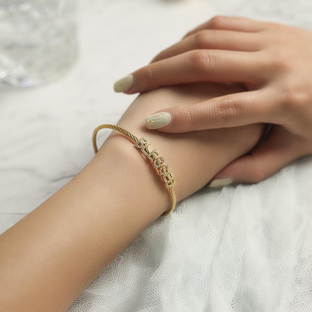 "BLESSED" Statement Pavé Bracelet