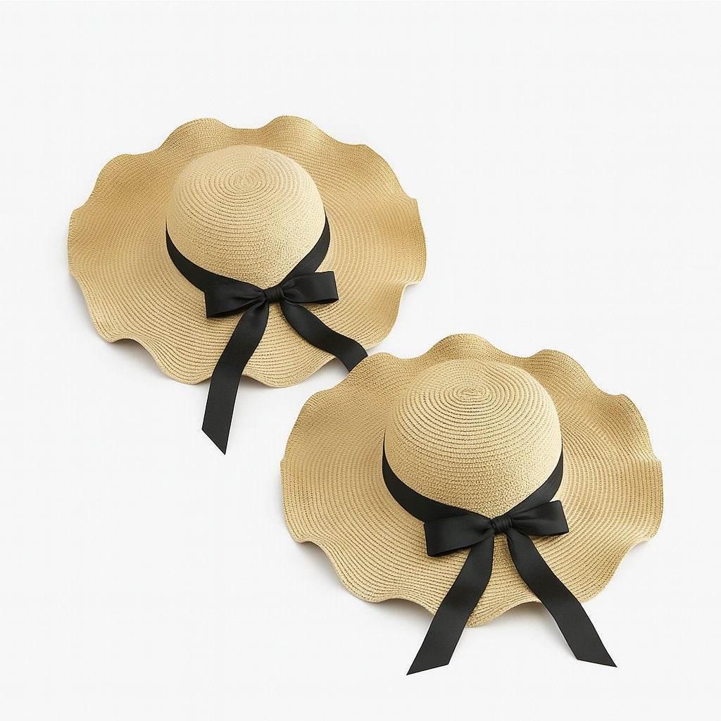 BellaWave – Foldable Straw Beach Hat with Bow - Jewellar