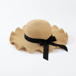 BellaWave – Foldable Straw Beach Hat with Bow - Jewellar