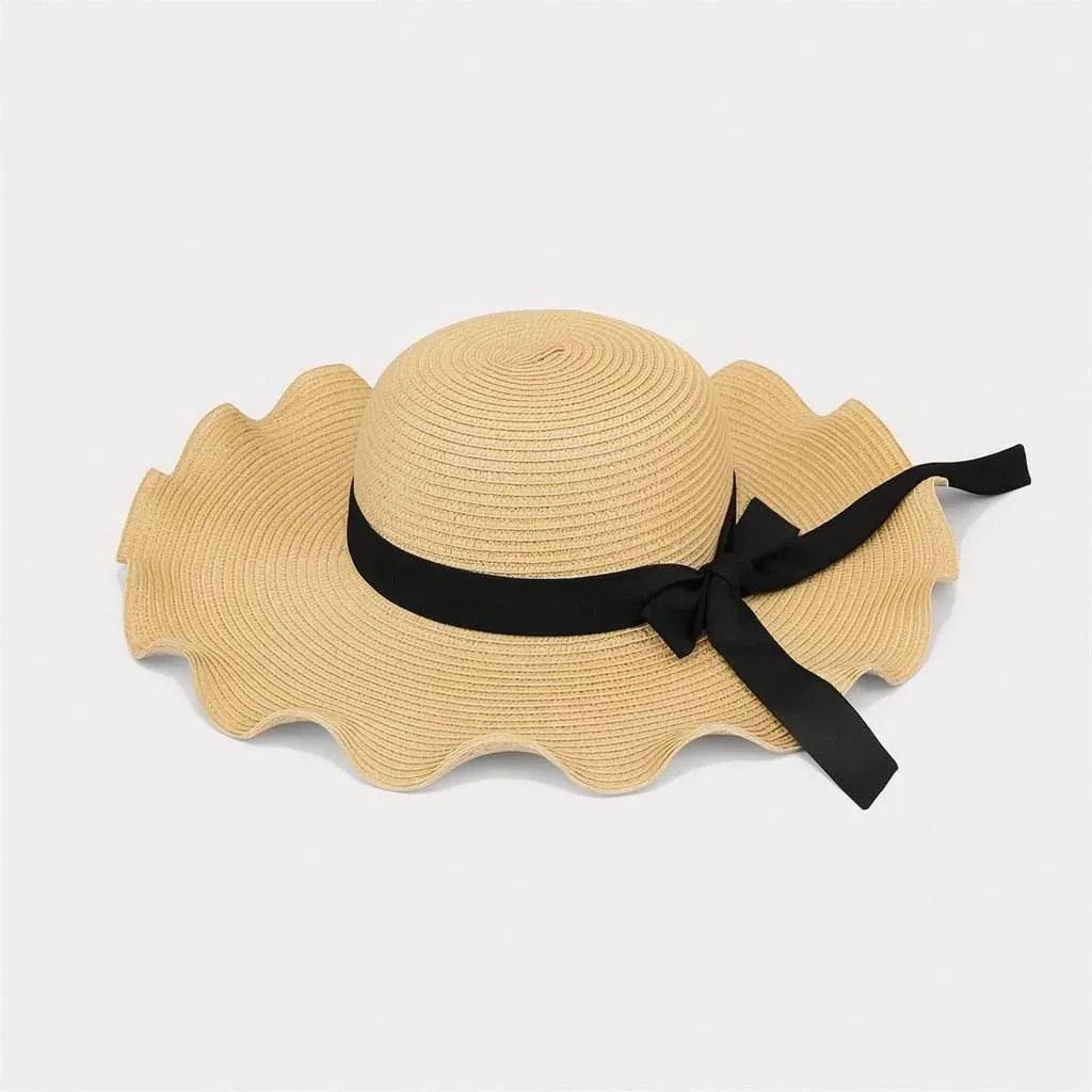 BellaWave – Foldable Straw Beach Hat with Bow - Jewellar
