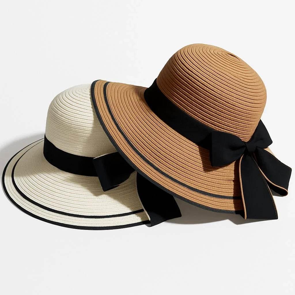 Bella Bow – Foldable Straw Sun Hat with Wide Brim - Jewellar