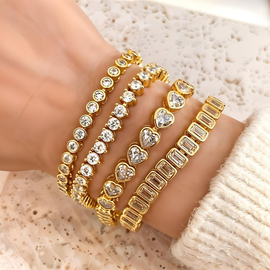 Bezel Heart Tennis Bracelet