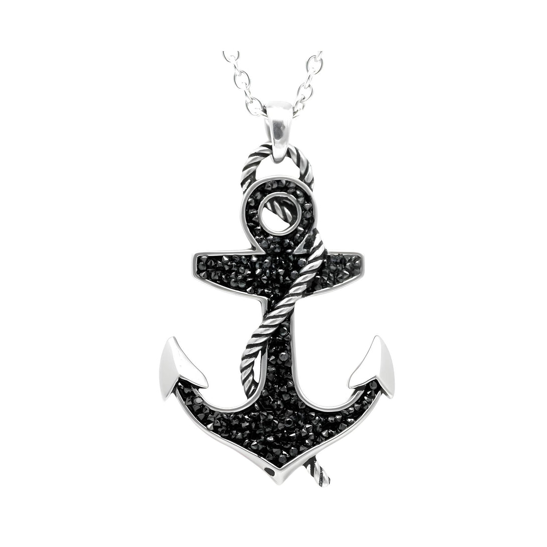 Black Stoned Anchor Necklace