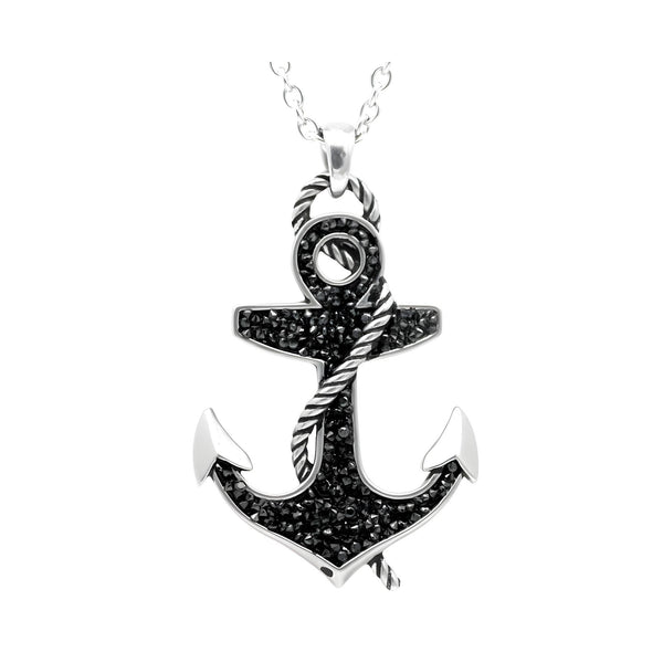 Black Stoned Anchor Necklace