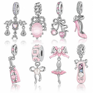 Blush Ballet Charms & Safety Chain - 925 Sterling Silver