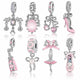 Blush Ballet Charms & Safety Chain - 925 Sterling Silver