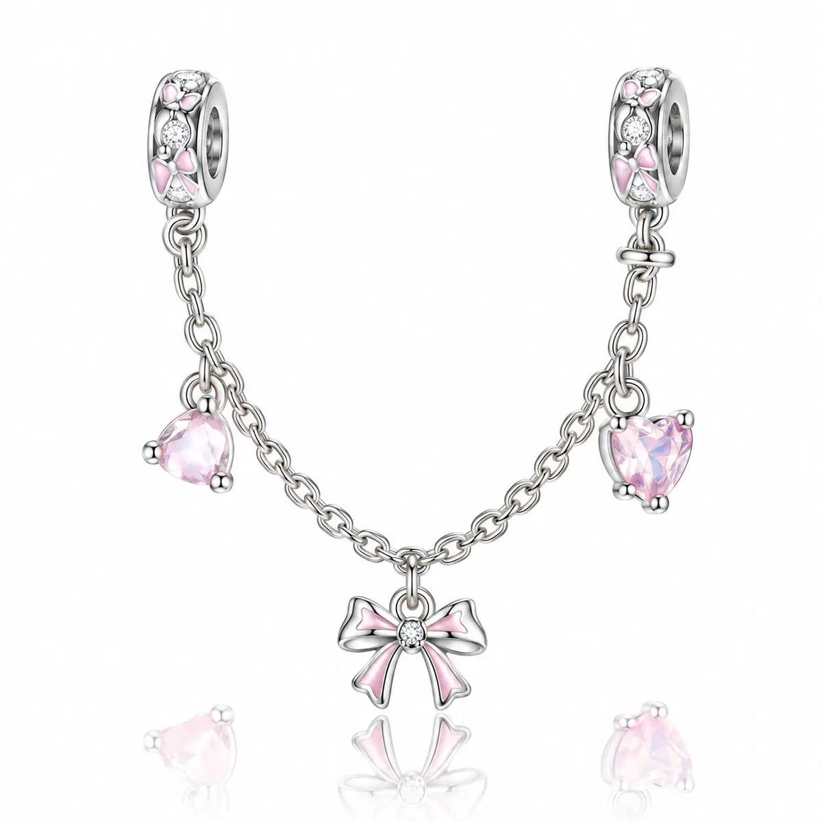 Blush Ballet Charms & Safety Chain - 925 Sterling Silver