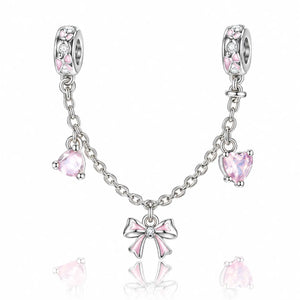 Blush Ballet Charms & Safety Chain - 925 Sterling Silver