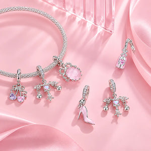 Blush Ballet Charms & Safety Chain - 925 Sterling Silver