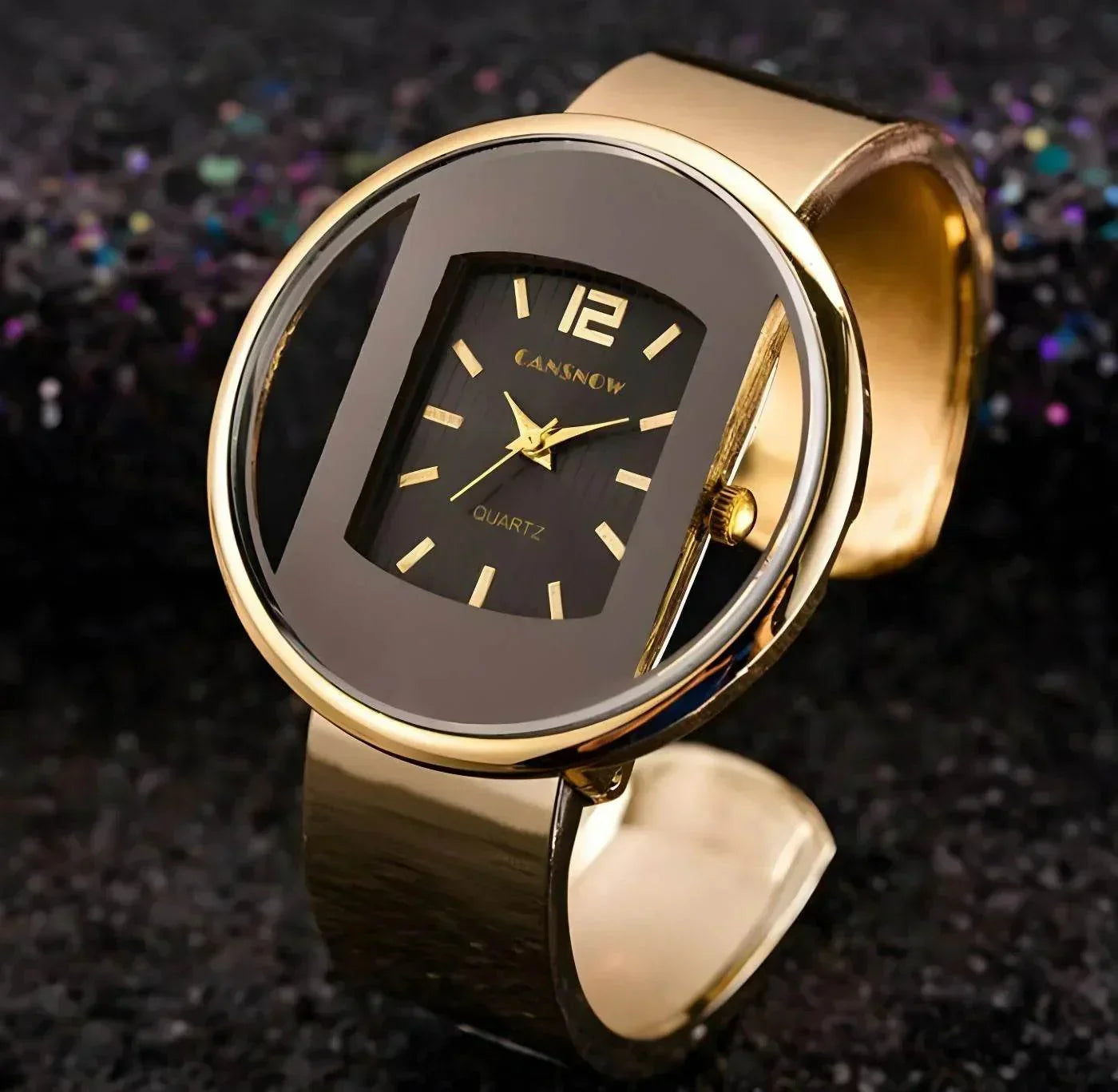 Brillia Cuff – Gold & Silver Quartz Bracelet Watch - Jewellar