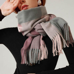 Brixton Plaid – Thickened Imitation Cashmere Scarf with Tassels - Jewellar