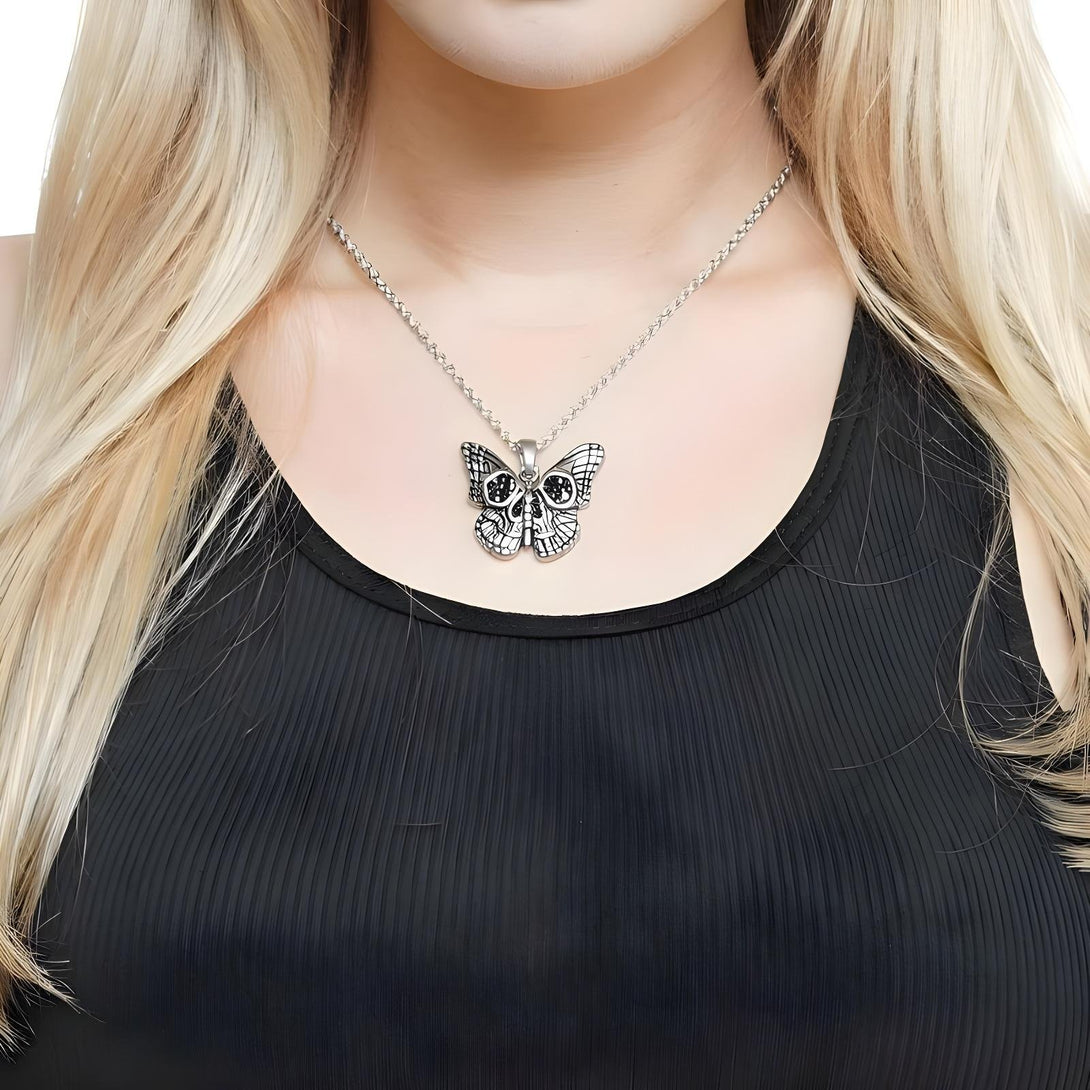 Butterfly Skull Necklace