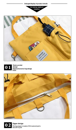 Canvas tote bag with front pocket, top handle, and adjustable crossbody strap – Canvas Pocket Tote by Jewellar