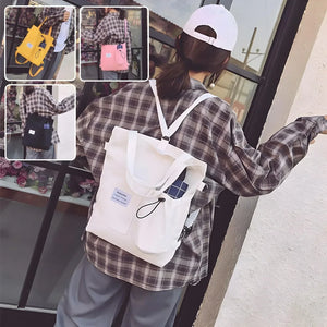 Canvas tote bag with front pocket, top handle, and adjustable crossbody strap – Canvas Pocket Tote by Jewellar
