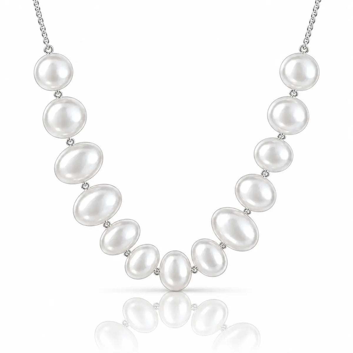 Cascade Graduated Bubble Bib Necklace in Sterling Silver