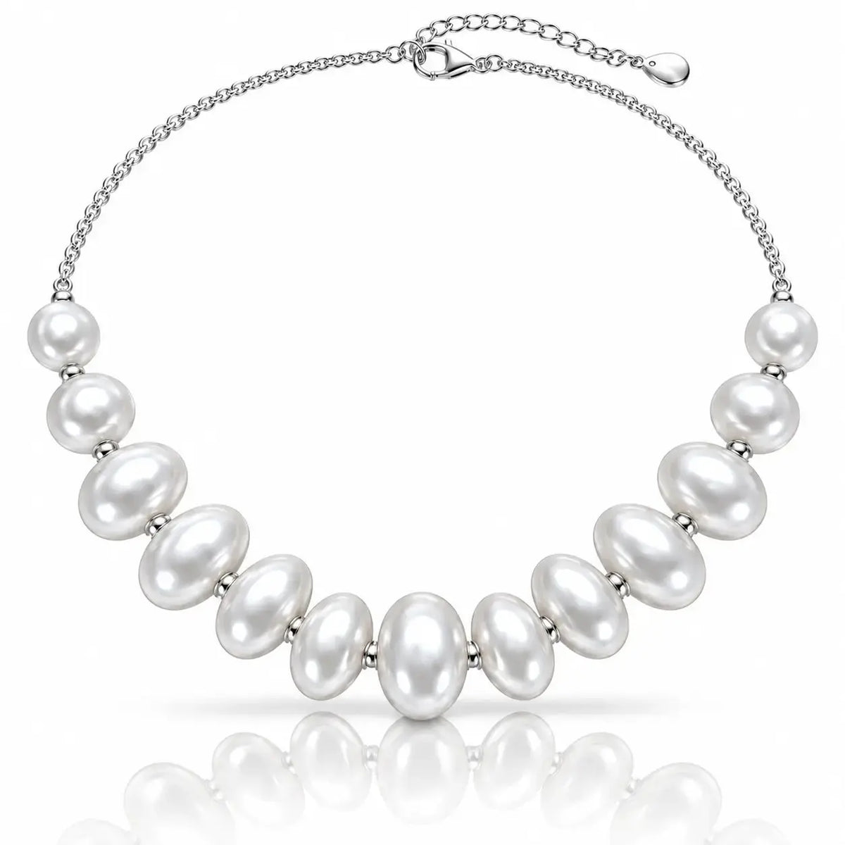 Cascade Graduated Bubble Bib Necklace in Sterling Silver