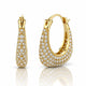 Gold hoop earrings with diamond accents on a white background