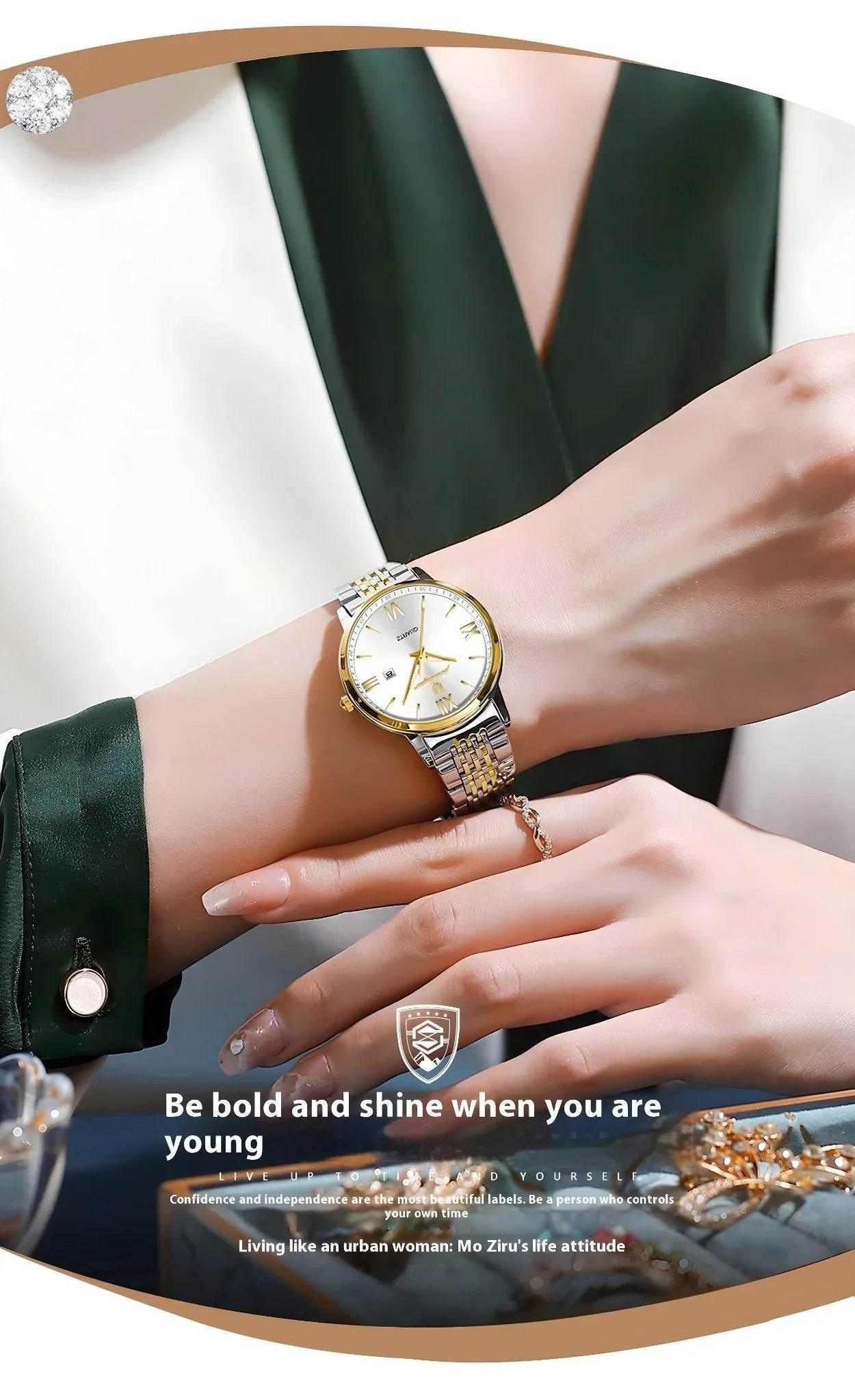 Celeste Slim – Waterproof Luminous Steel Watch - Jewellar