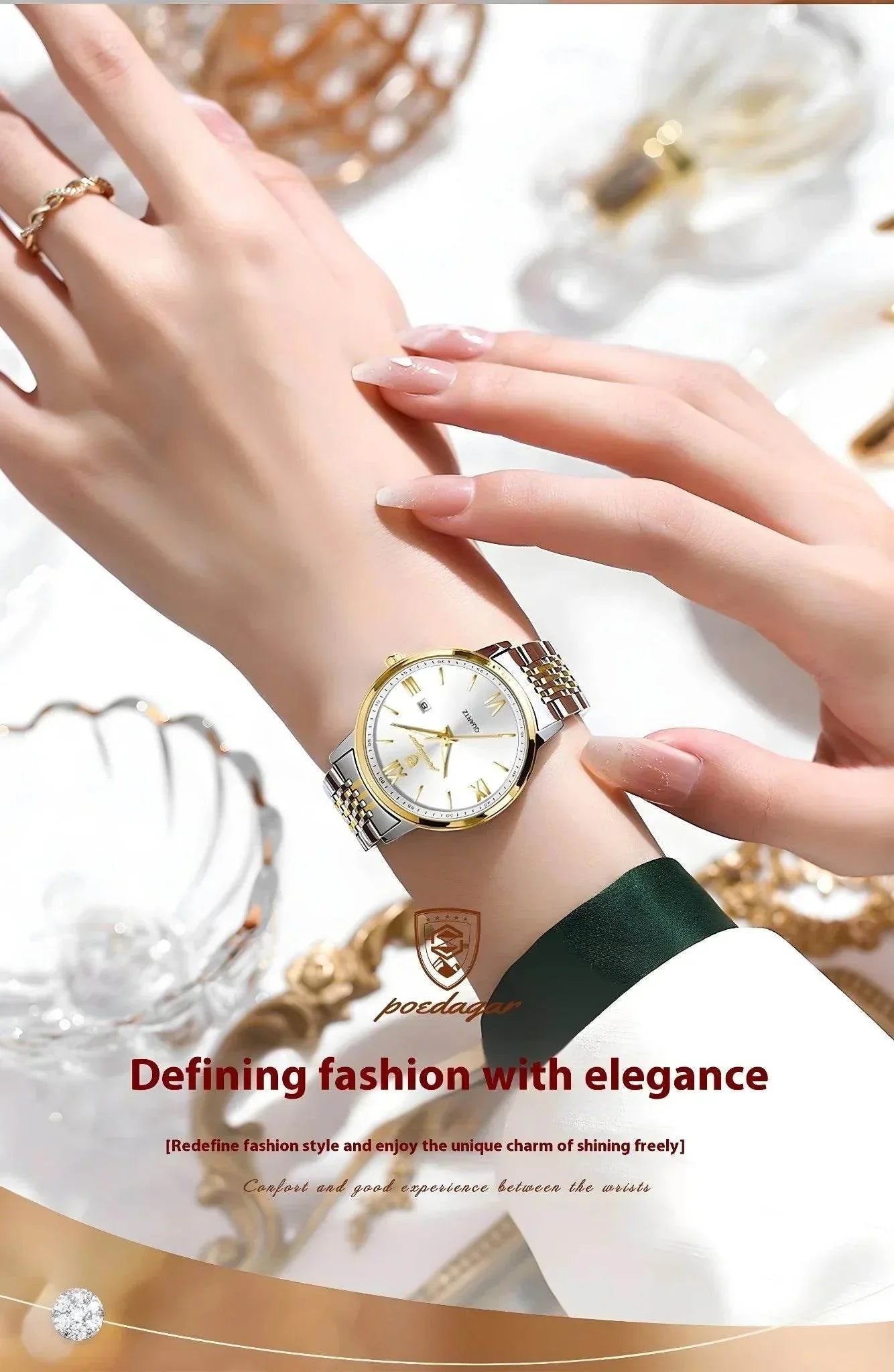 Celeste Slim – Waterproof Luminous Steel Watch - Jewellar