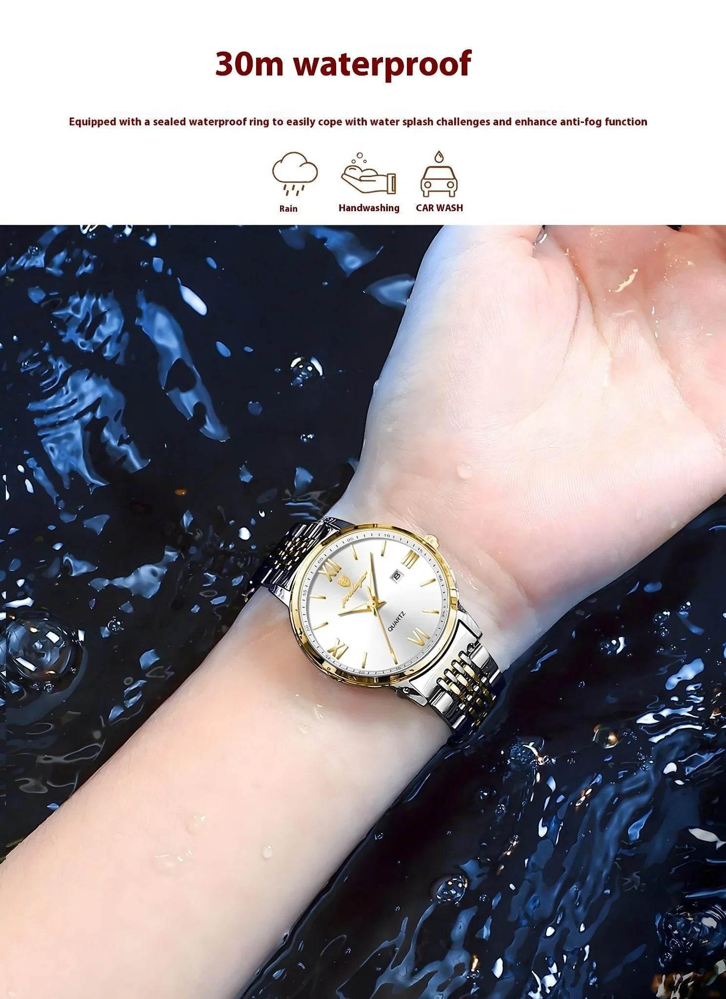 Celeste Slim – Waterproof Luminous Steel Watch - Jewellar