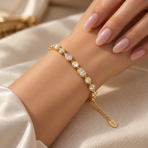 Celine Adjustable Mixed Shape Zirconia Tennis Bracelet - Gold-Plated 925 Sterling Silver  Jewellar