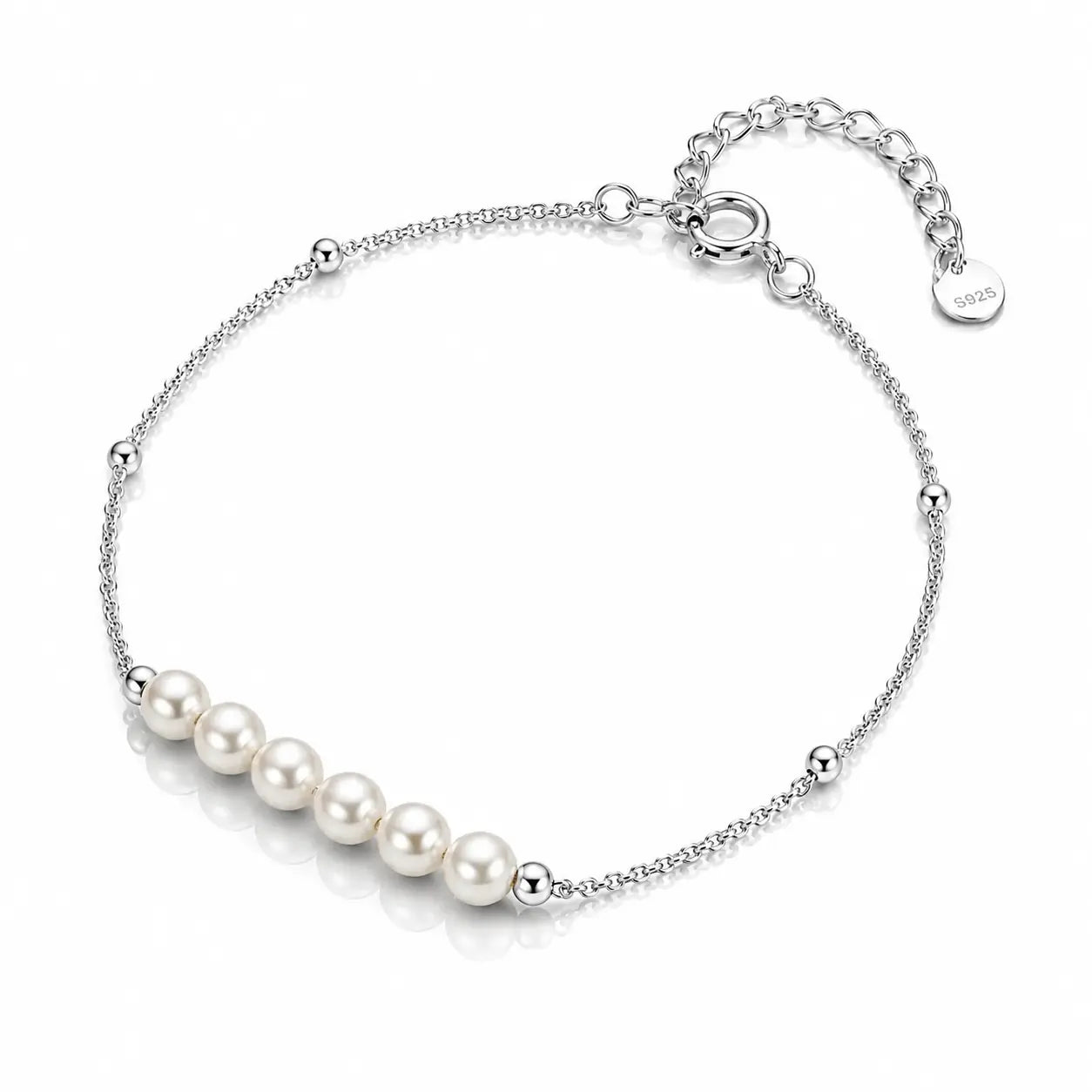Sept Baroque Pearl Station Bracelet - 925 Sterling Silver