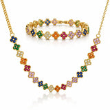 Bonne Chance Rainbow Clover Zirconia Set - 14K Gold