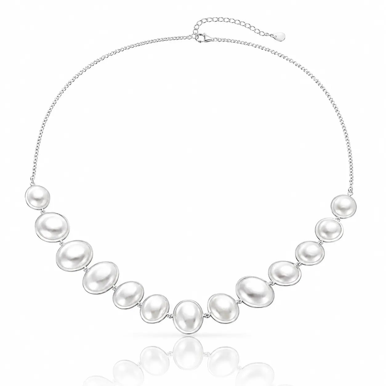 Pearl necklace on a white background