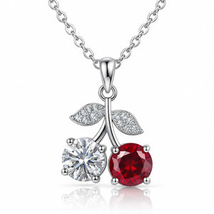Cherry Duo Moissanite Pendant Necklace - 925 Sterling Silver